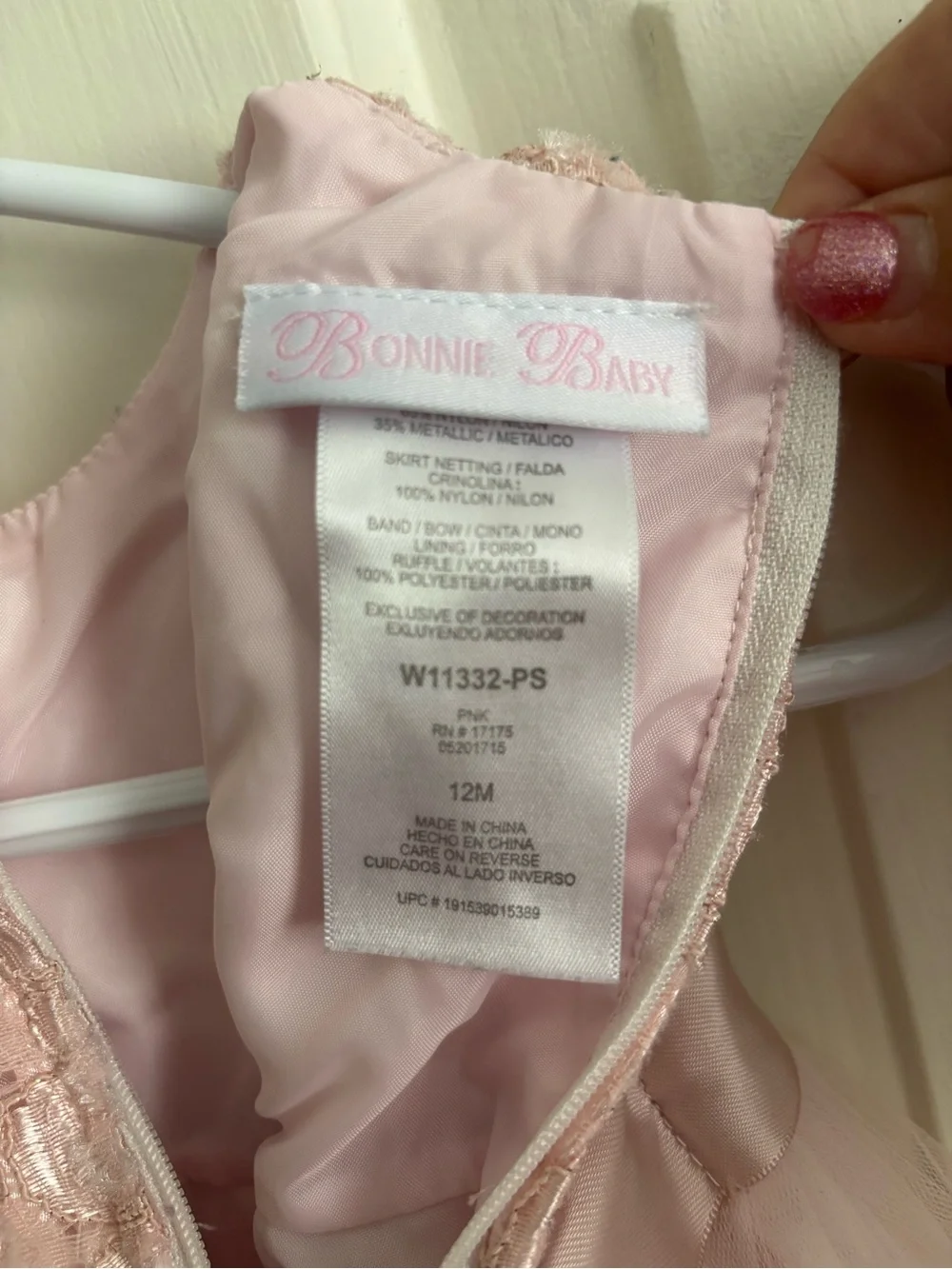 Bonnie Baby Pale Pink Lace & Tulle Party Dress with Bow Sash